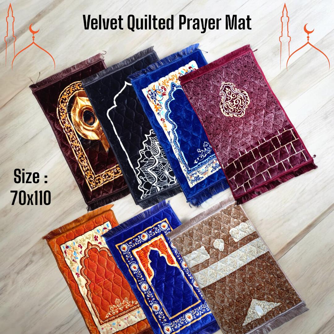 Velvet Padded Prayer Mat | Printed Multicolor Design