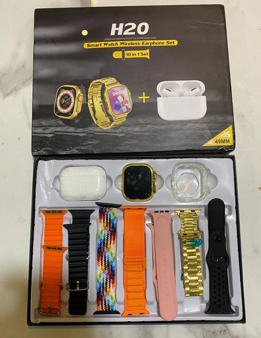 Smart Fitness Watch 10-in-1 with Bluetooth 5.1 & Built-in Earbuds – Golden